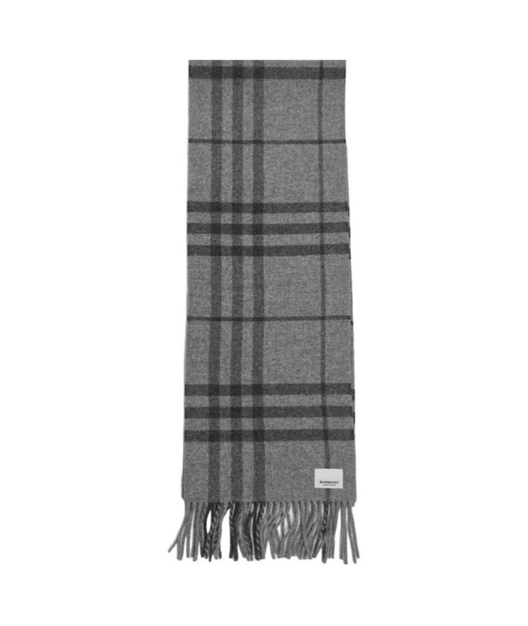 BURBERRY Серый шерстяной шарф, фото 1