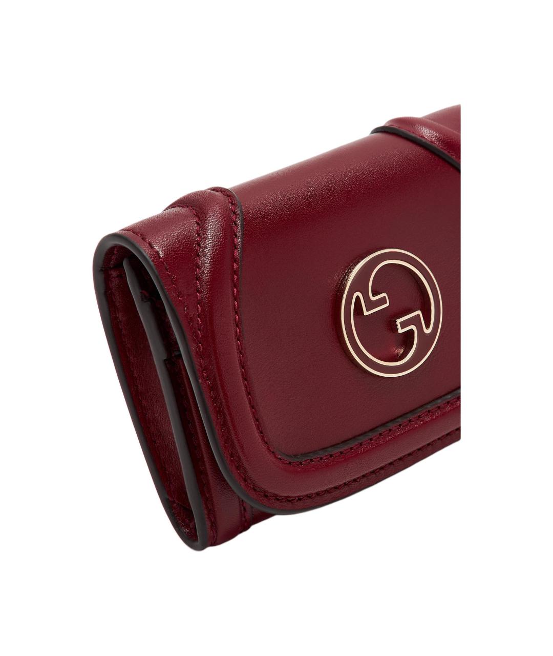GUCCI Бордовый кожаный кардхолдер, фото 4