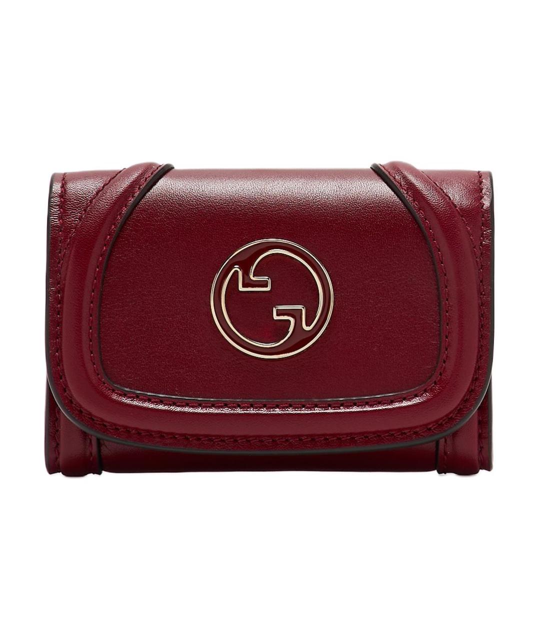 GUCCI Бордовый кожаный кардхолдер, фото 1