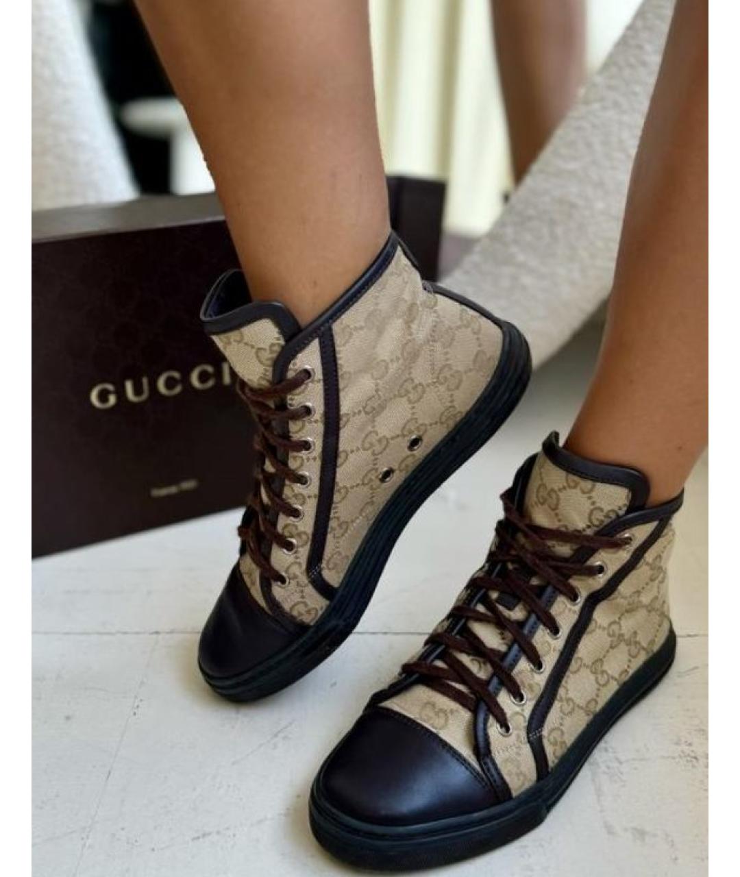 GUCCI Коричневые кеды, фото 4