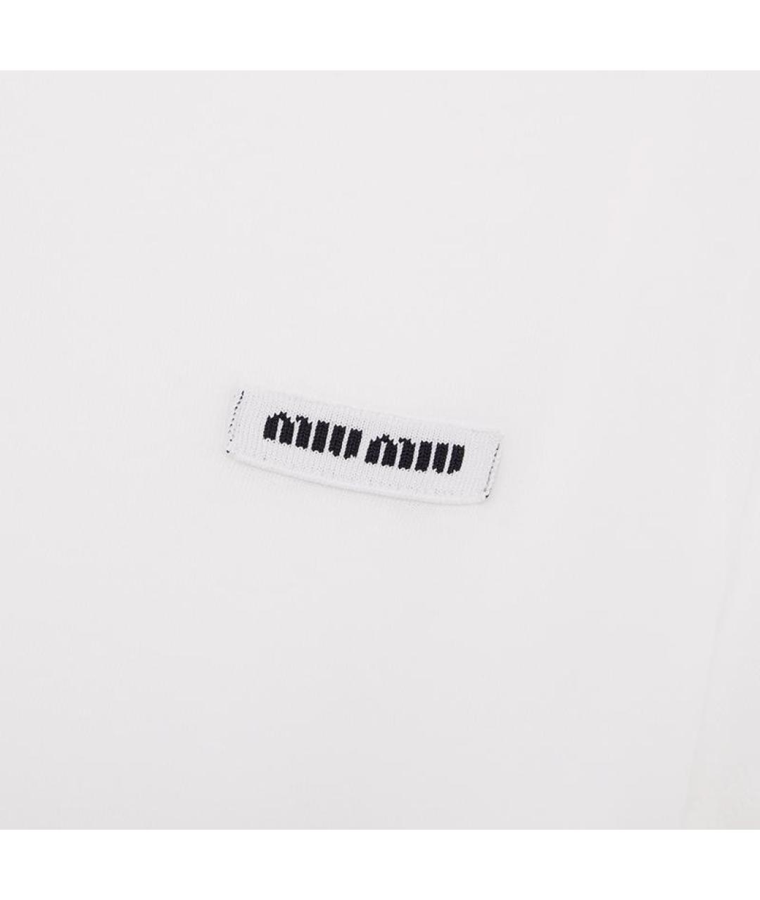 MIU MIU Белая хлопковая футболка, фото 4