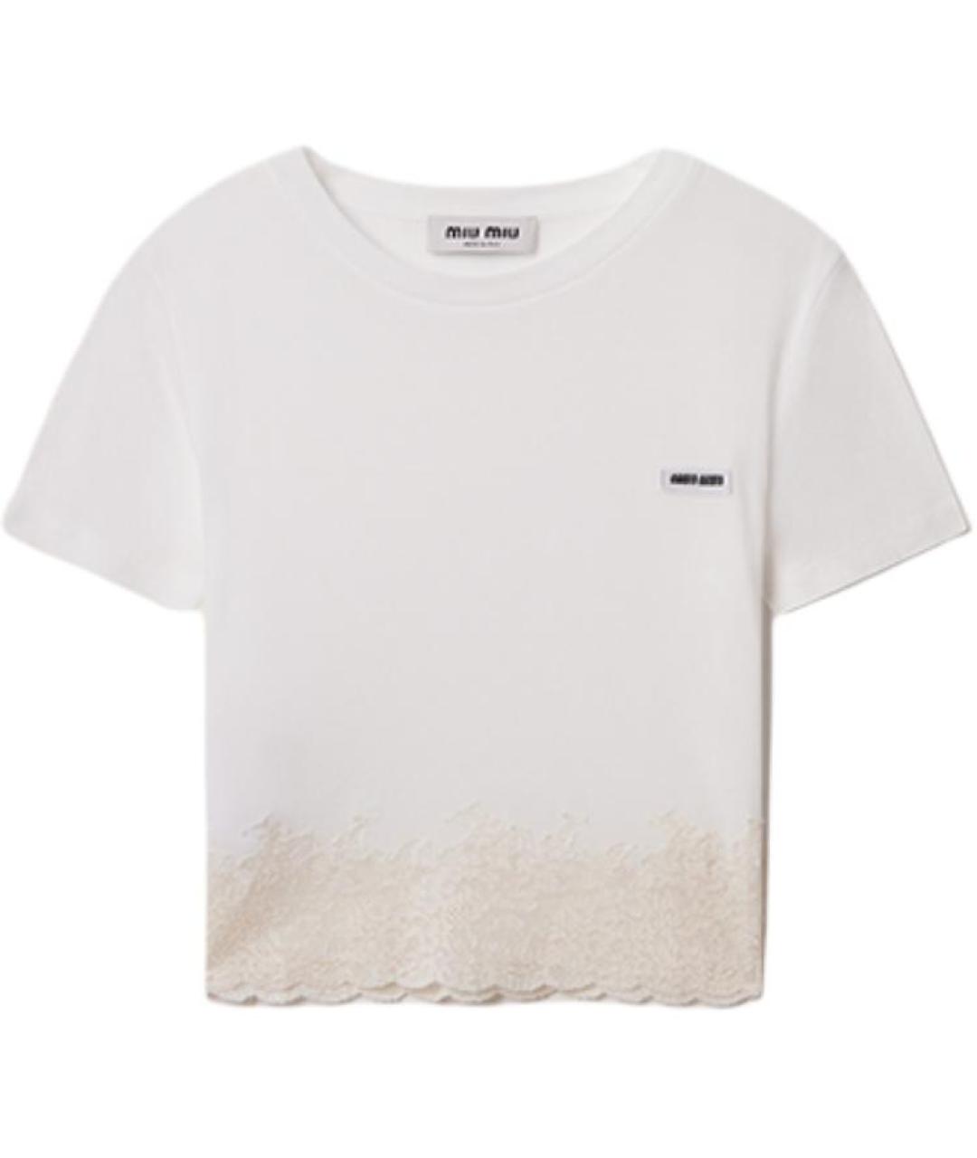 MIU MIU Белая хлопковая футболка, фото 1