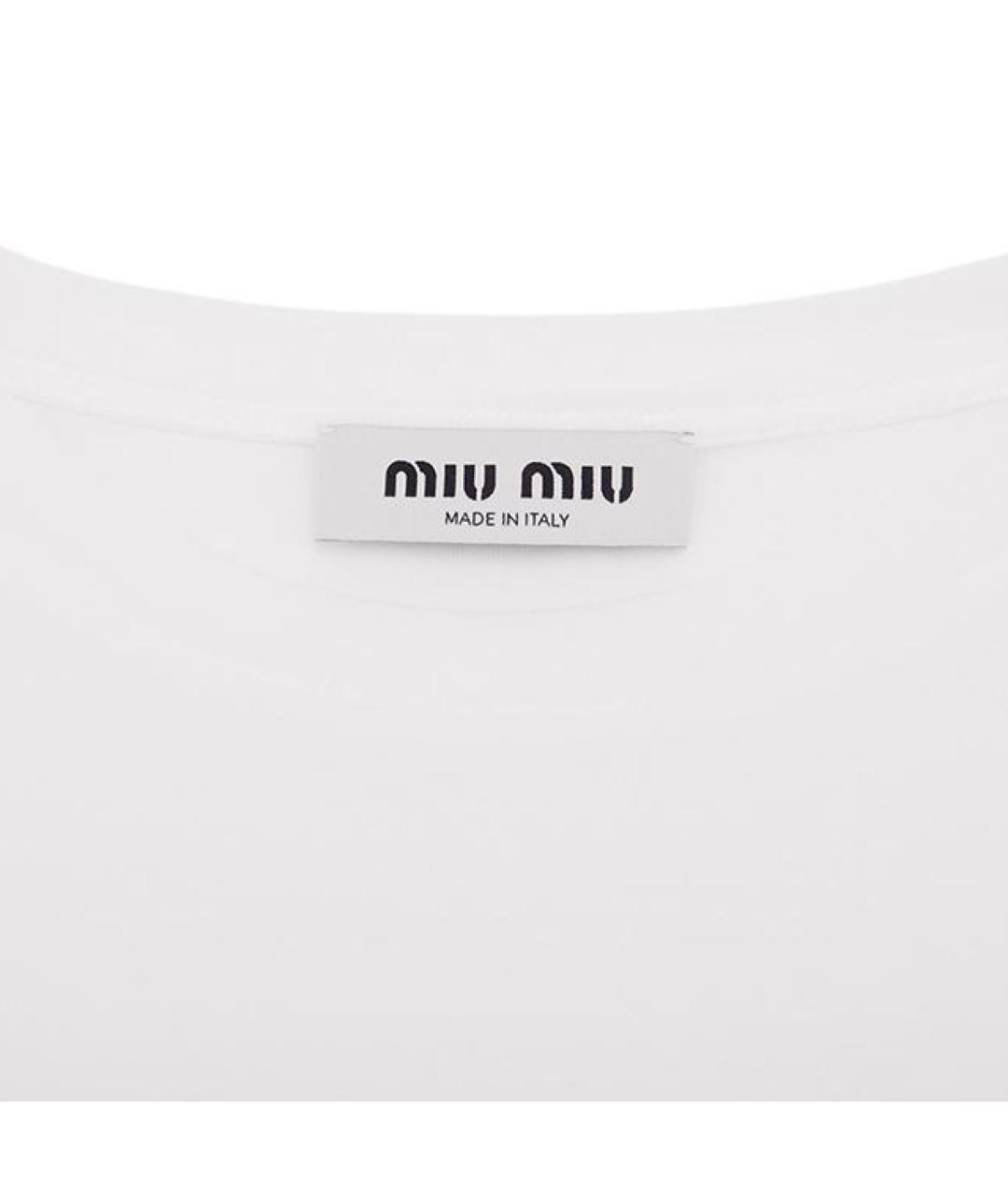 MIU MIU Белая хлопковая футболка, фото 3