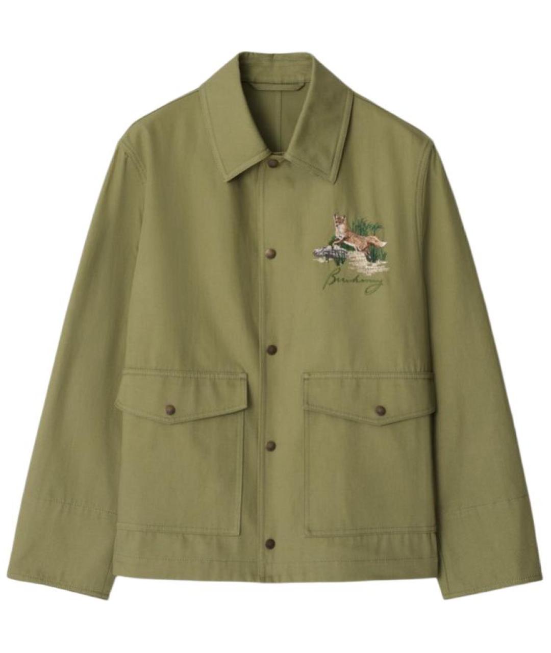 BURBERRY Хаки хлопковая куртка, фото 1