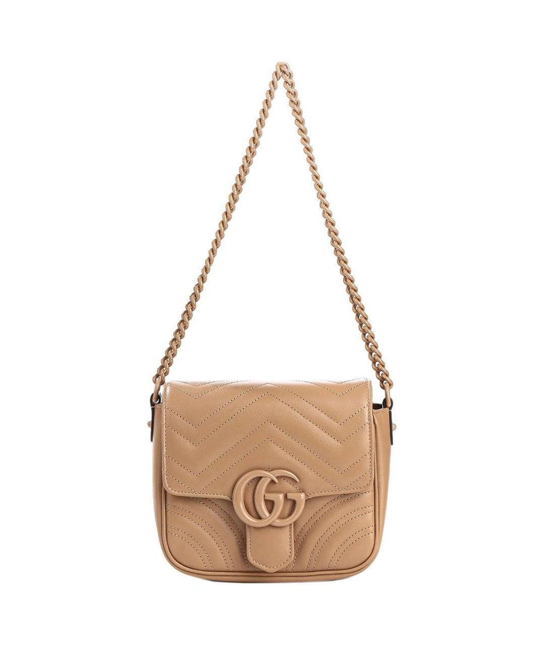 GUCCI Бежевая кожаная сумка через плечо, фото 2