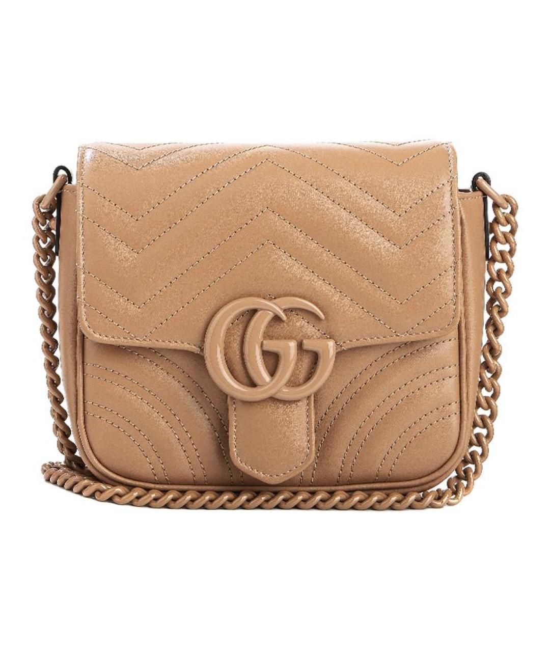 GUCCI Бежевая кожаная сумка через плечо, фото 1