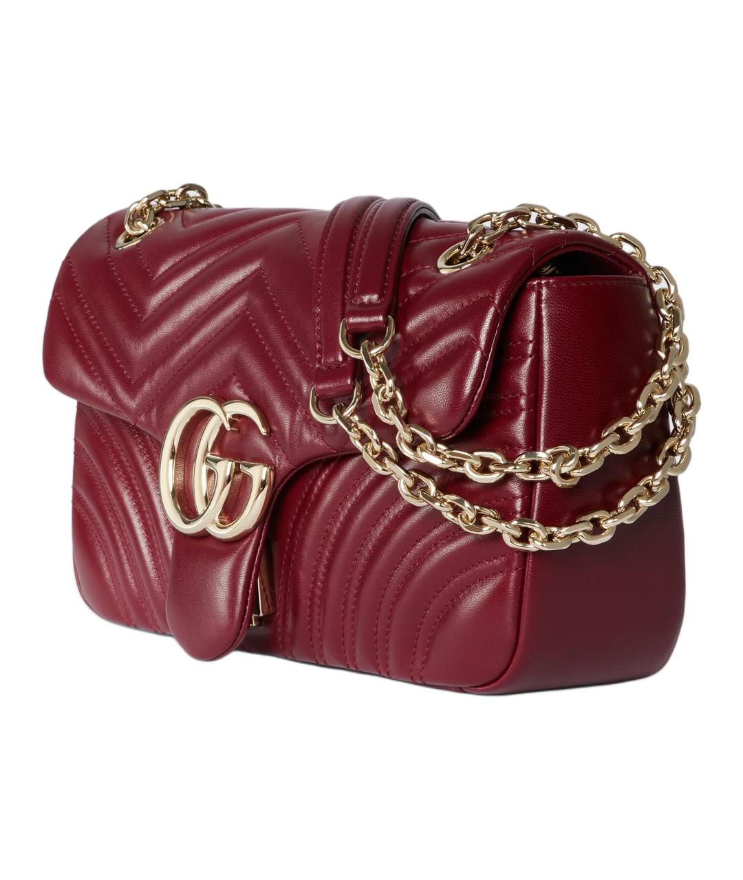 GUCCI Бордовая кожаная сумка через плечо, фото 2