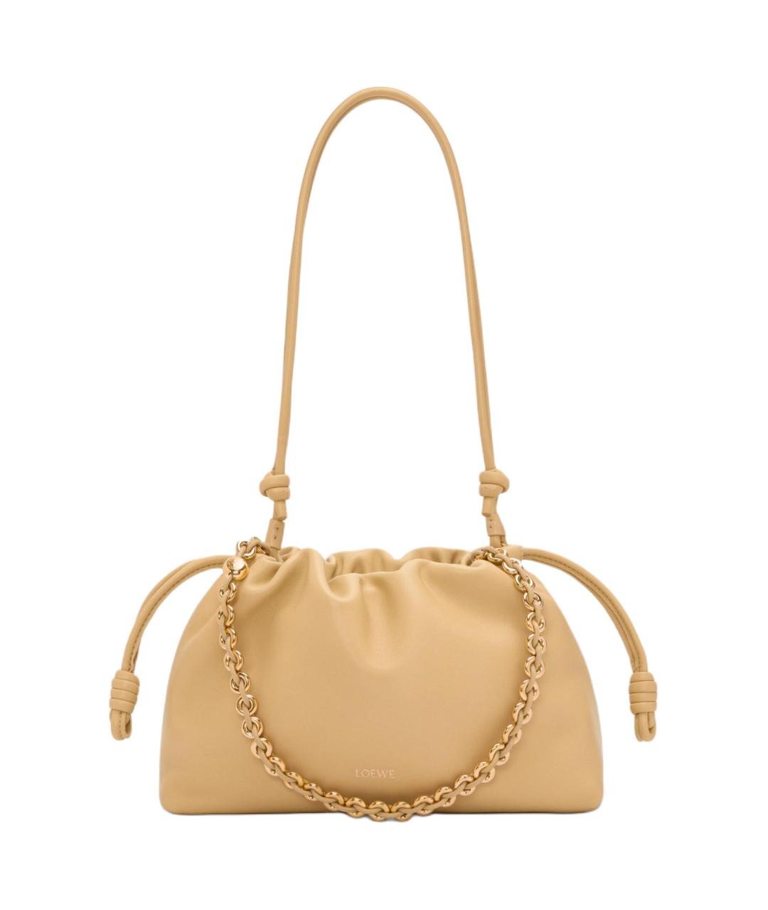 LOEWE Бежевая кожаная сумка через плечо, фото 3