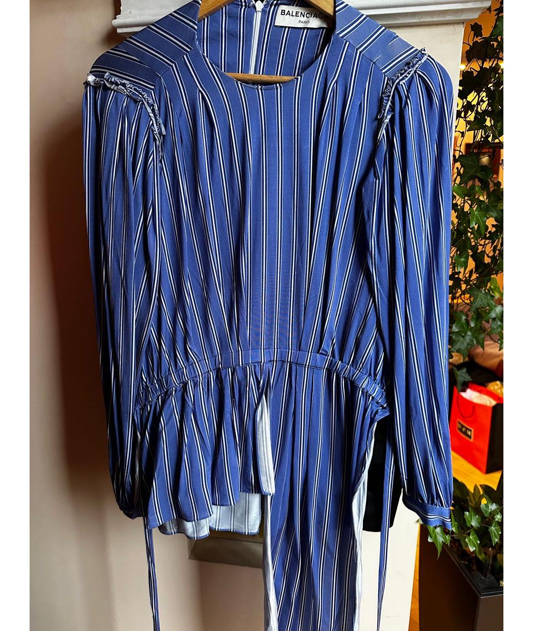 BALENCIAGA Синяя вискозная блузы, фото 7