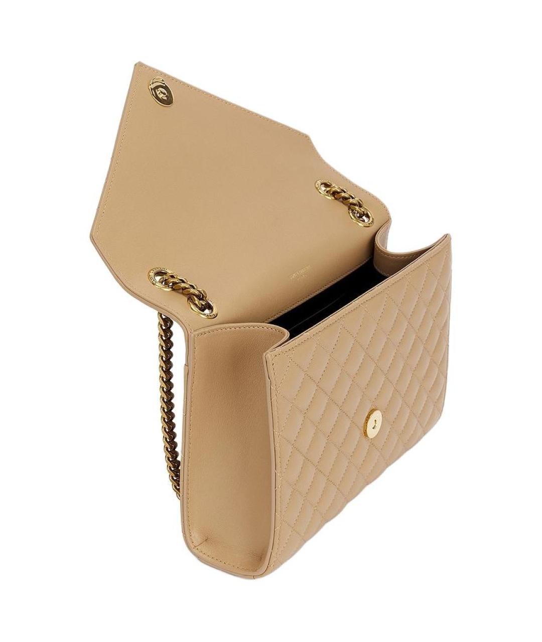 SAINT LAURENT Бежевая кожаная сумка через плечо, фото 4