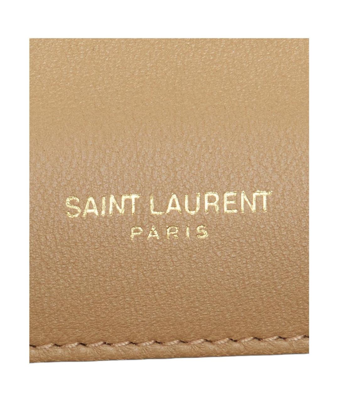 SAINT LAURENT Бежевая кожаная сумка через плечо, фото 5