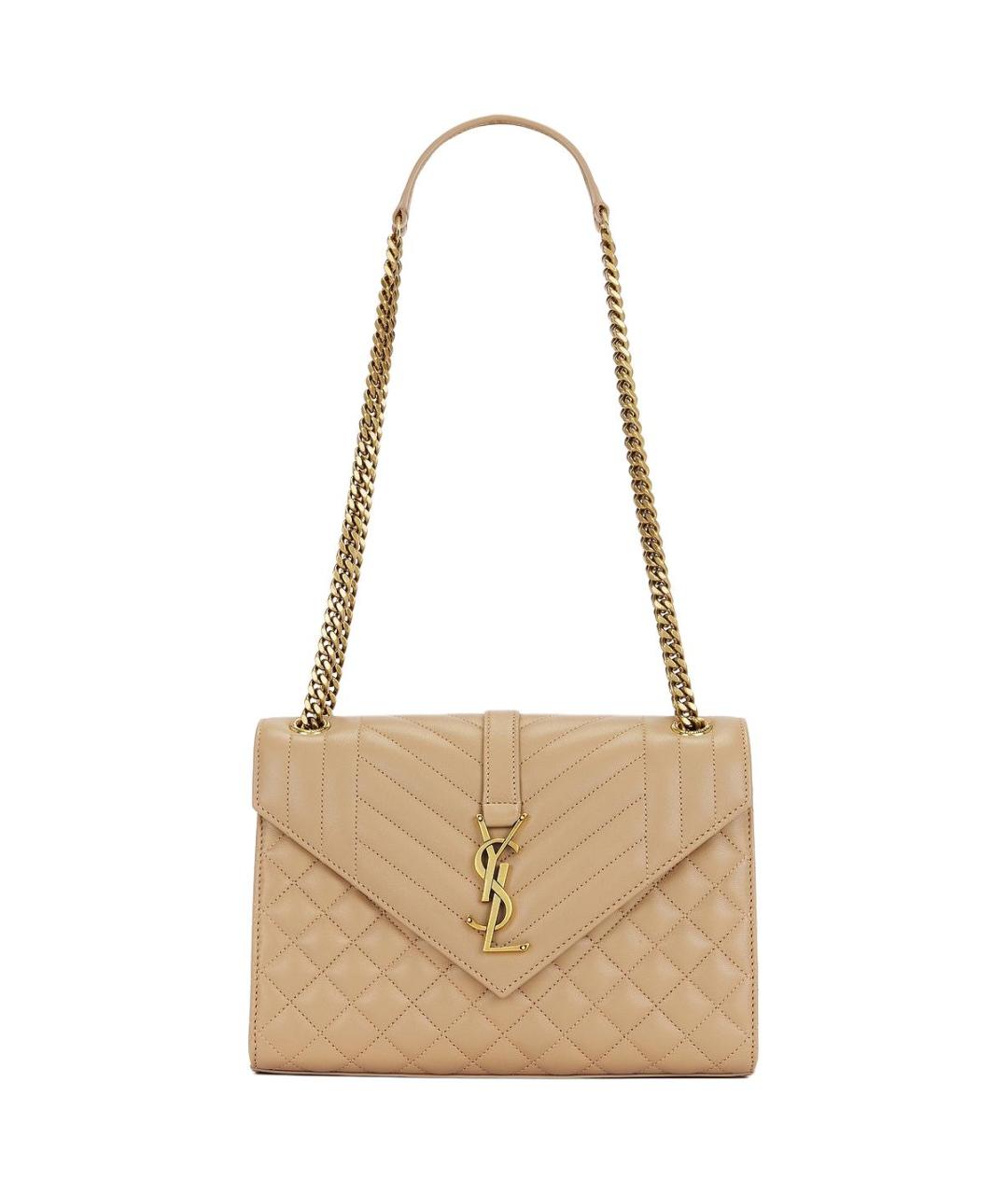 SAINT LAURENT Бежевая кожаная сумка через плечо, фото 1