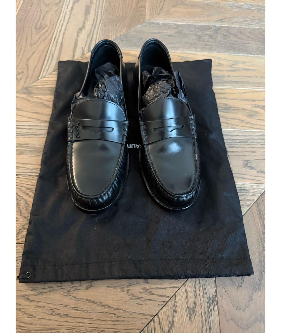 SAINT LAURENT Черные кожаные лоферы, фото 3