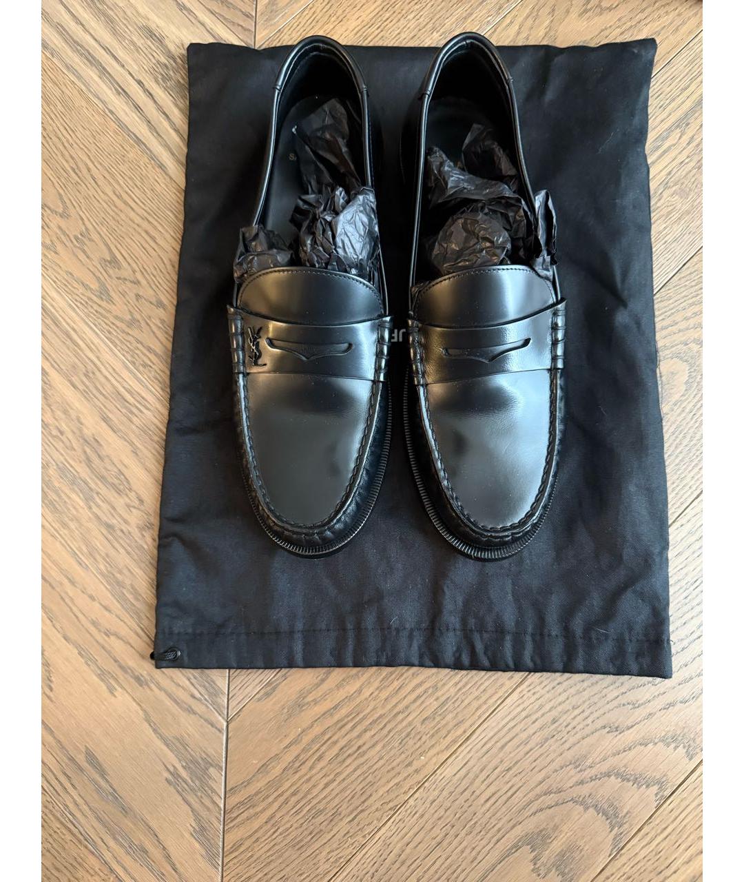 SAINT LAURENT Черные кожаные лоферы, фото 2