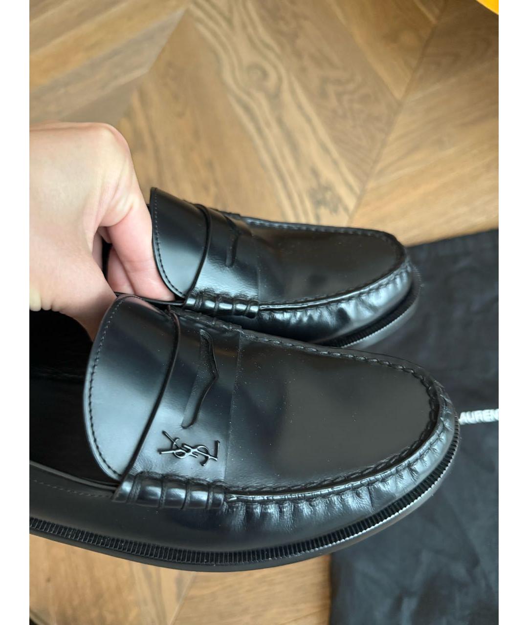 SAINT LAURENT Черные кожаные лоферы, фото 5