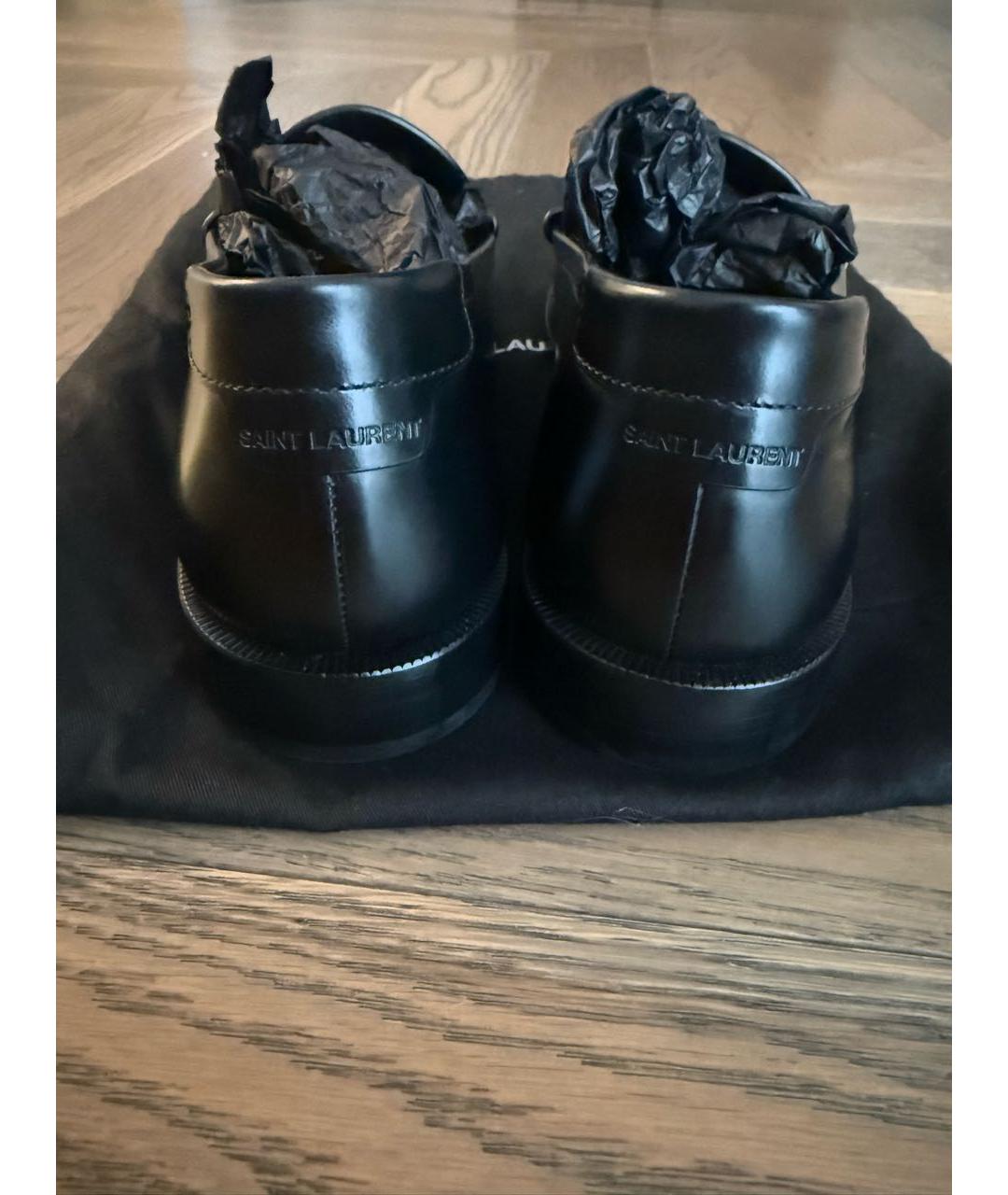 SAINT LAURENT Черные кожаные лоферы, фото 4