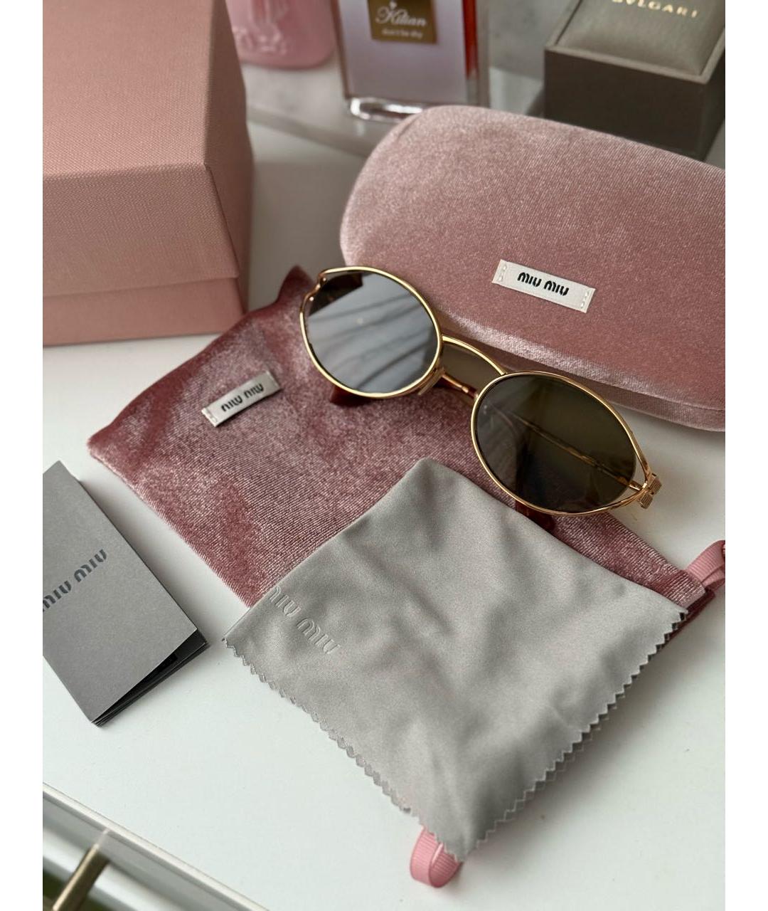 MIU MIU Коричневые металлические солнцезащитные очки, фото 2