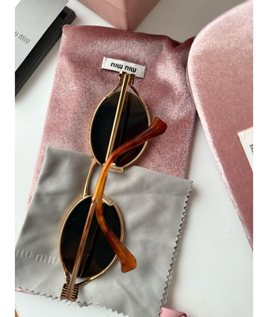 MIU MIU Коричневые металлические солнцезащитные очки, фото 5