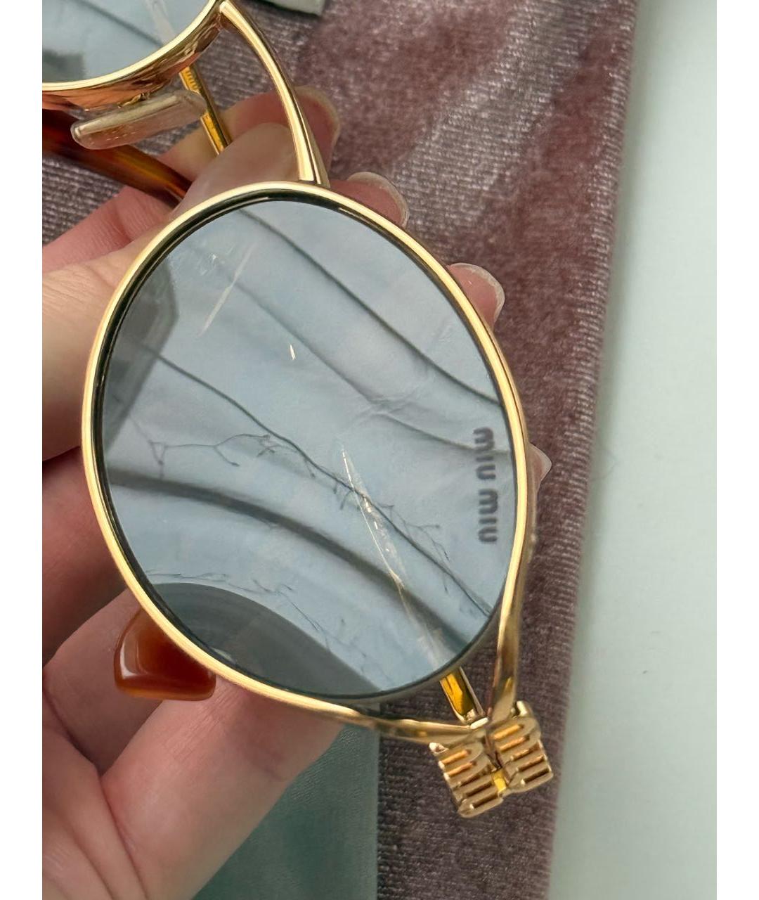MIU MIU Коричневые металлические солнцезащитные очки, фото 6