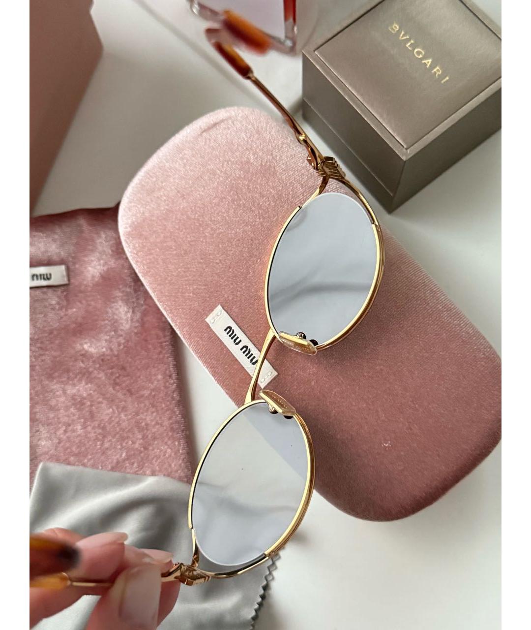 MIU MIU Коричневые металлические солнцезащитные очки, фото 4