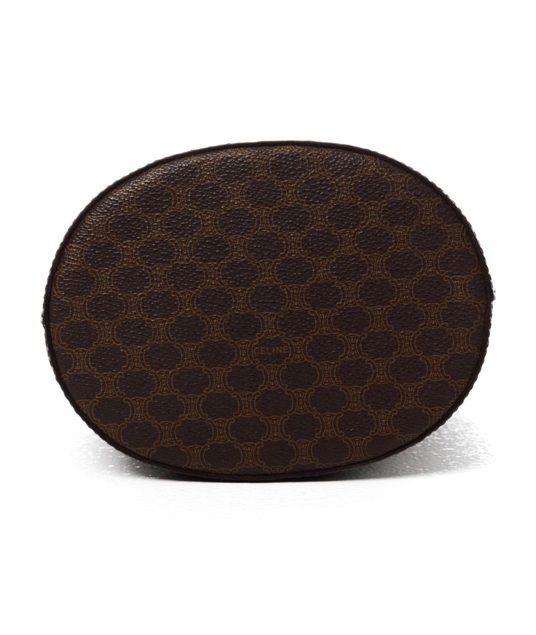 CELINE Коричневая кожаная сумка с короткими ручками, фото 6