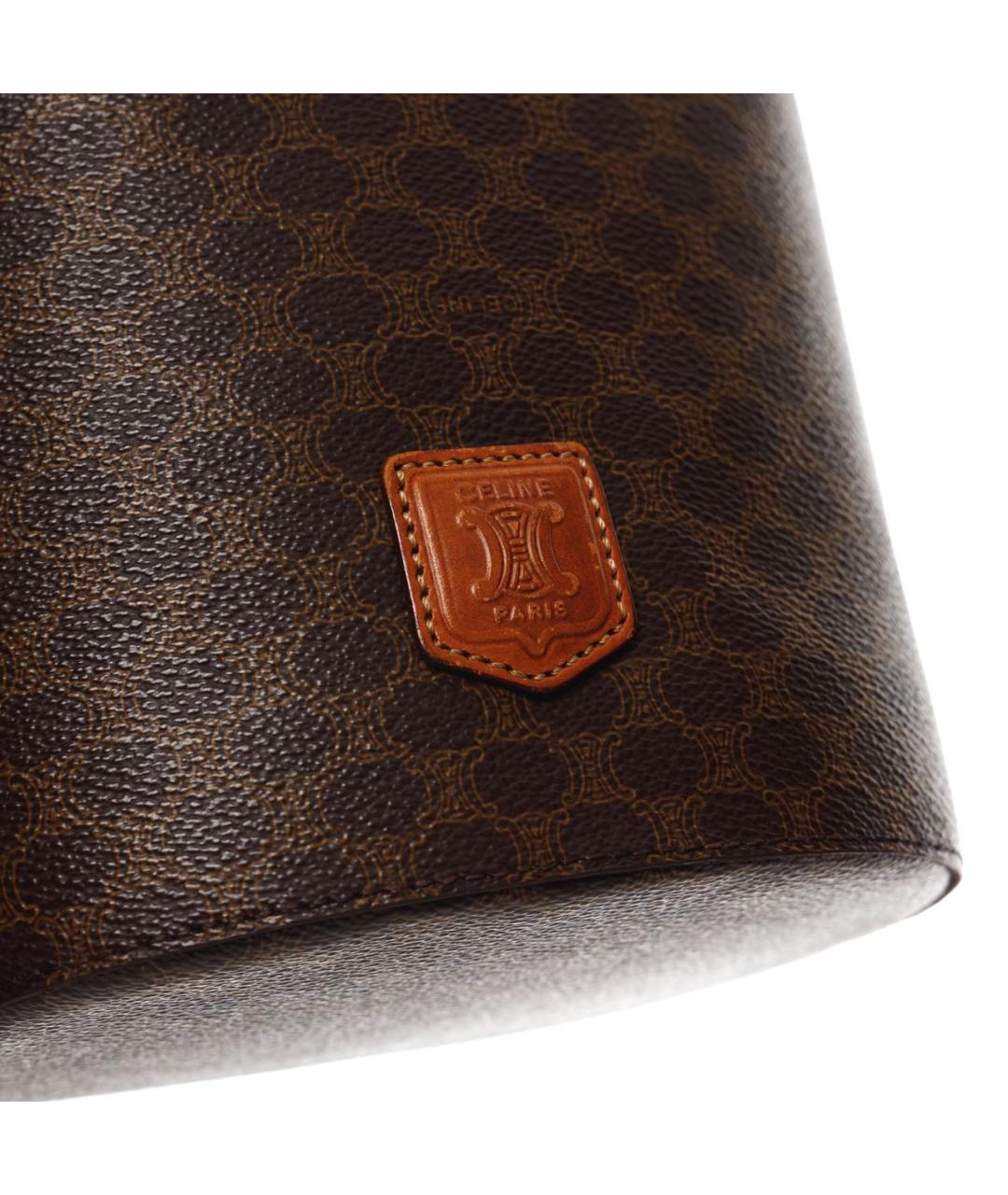 CELINE Коричневая кожаная сумка с короткими ручками, фото 7