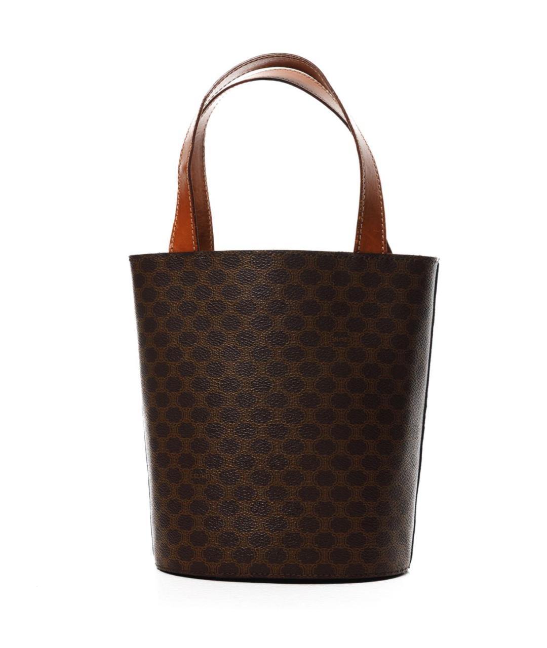 CELINE Коричневая кожаная сумка с короткими ручками, фото 2