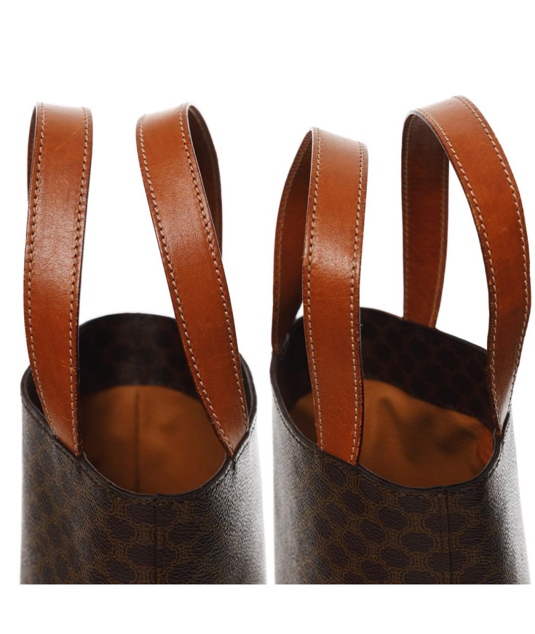 CELINE Коричневая кожаная сумка с короткими ручками, фото 4