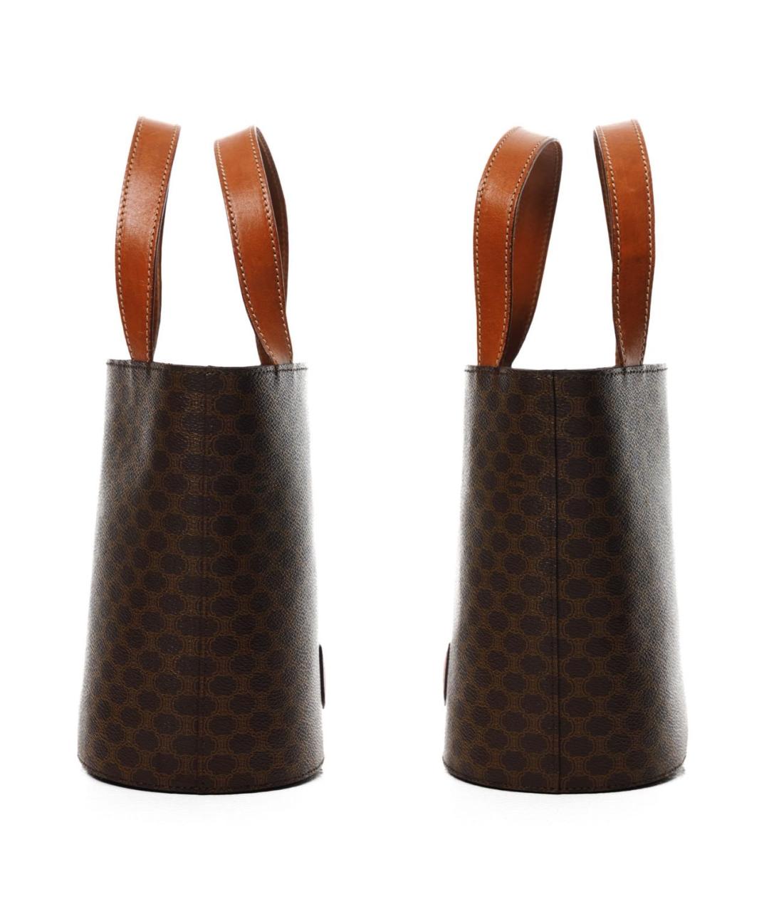 CELINE Коричневая кожаная сумка с короткими ручками, фото 3