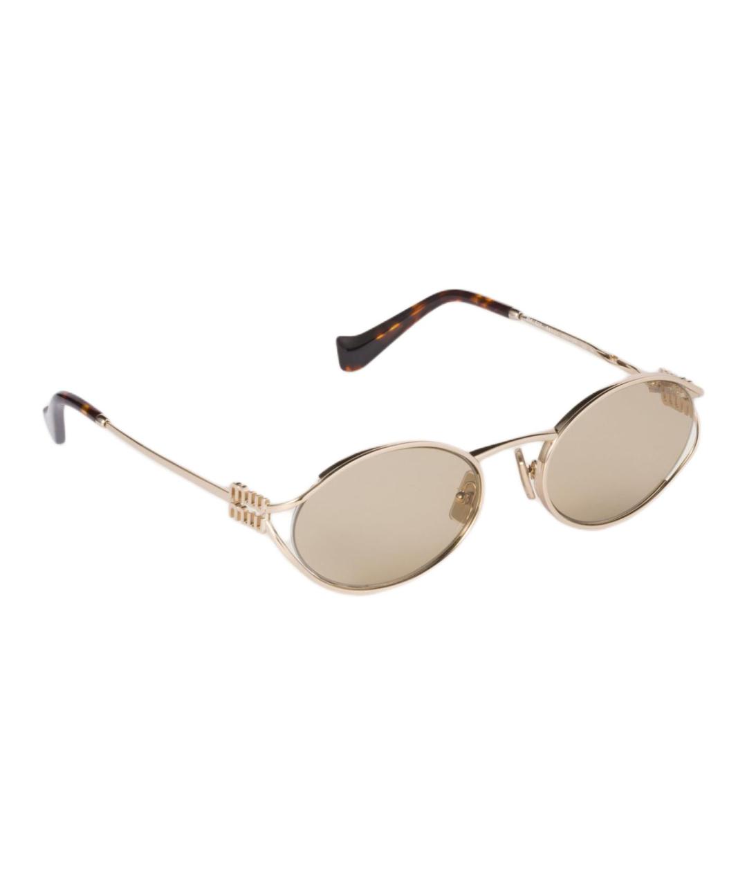 MIU MIU Золотые металлические солнцезащитные очки, фото 2