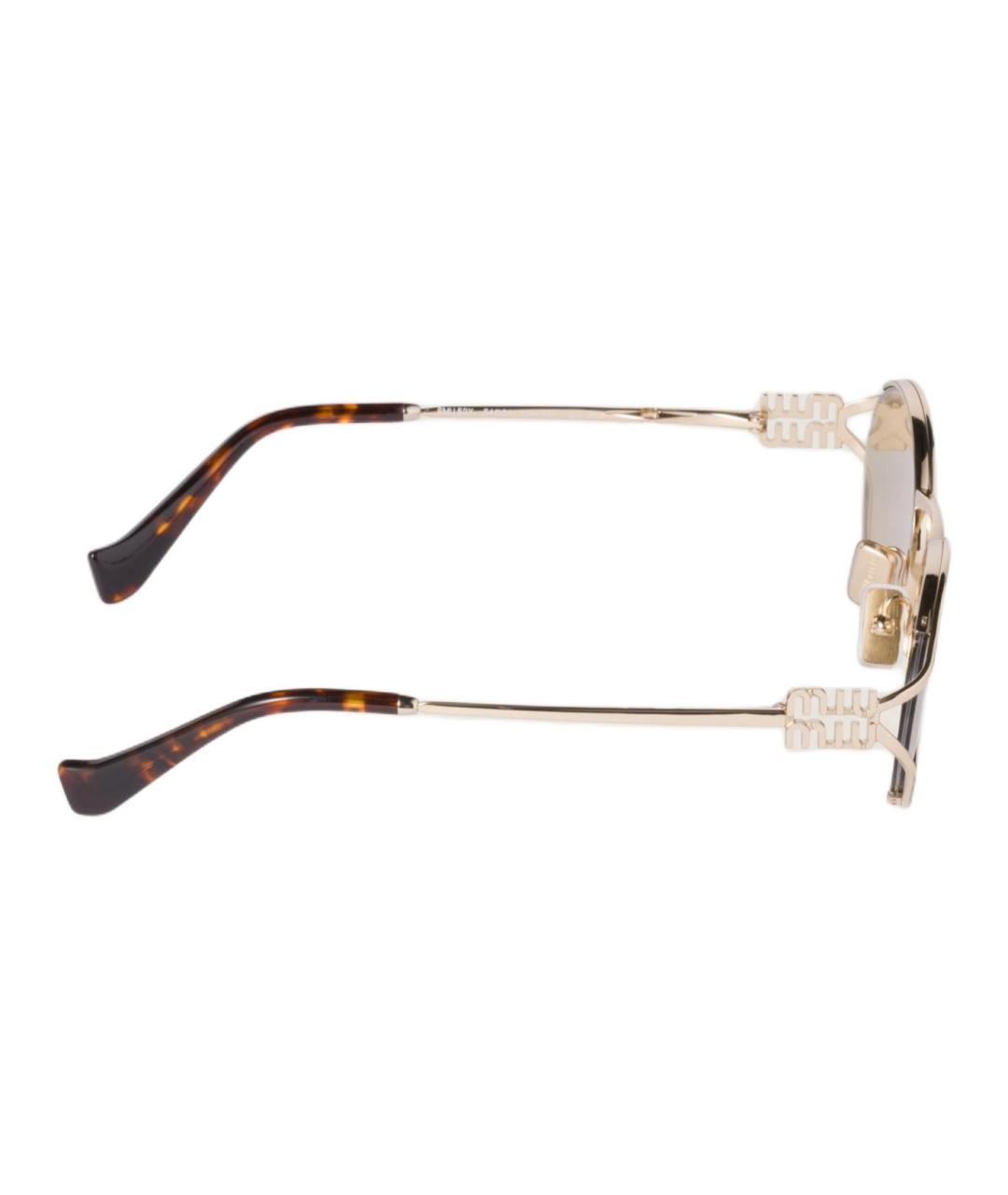 MIU MIU Золотые металлические солнцезащитные очки, фото 3