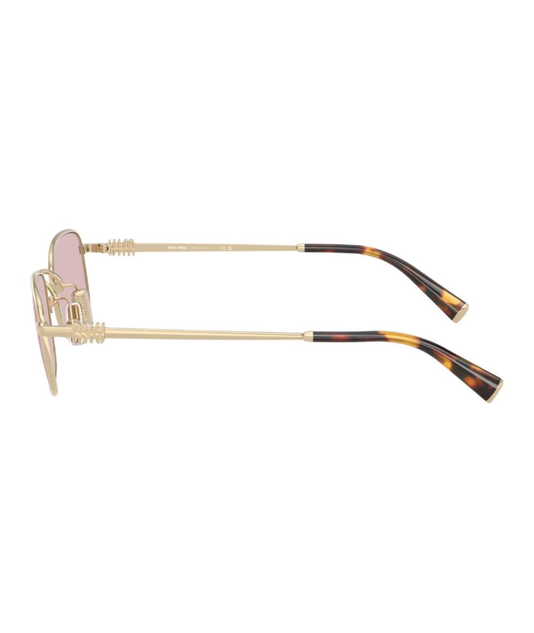 MIU MIU Золотые металлические солнцезащитные очки, фото 3