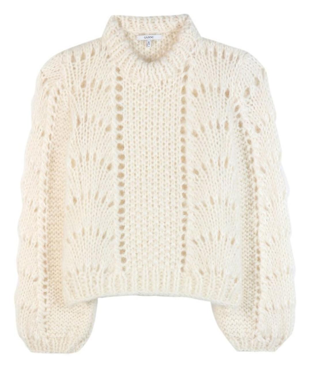 GANNI Белый шерстяной джемпер / свитер, фото 9