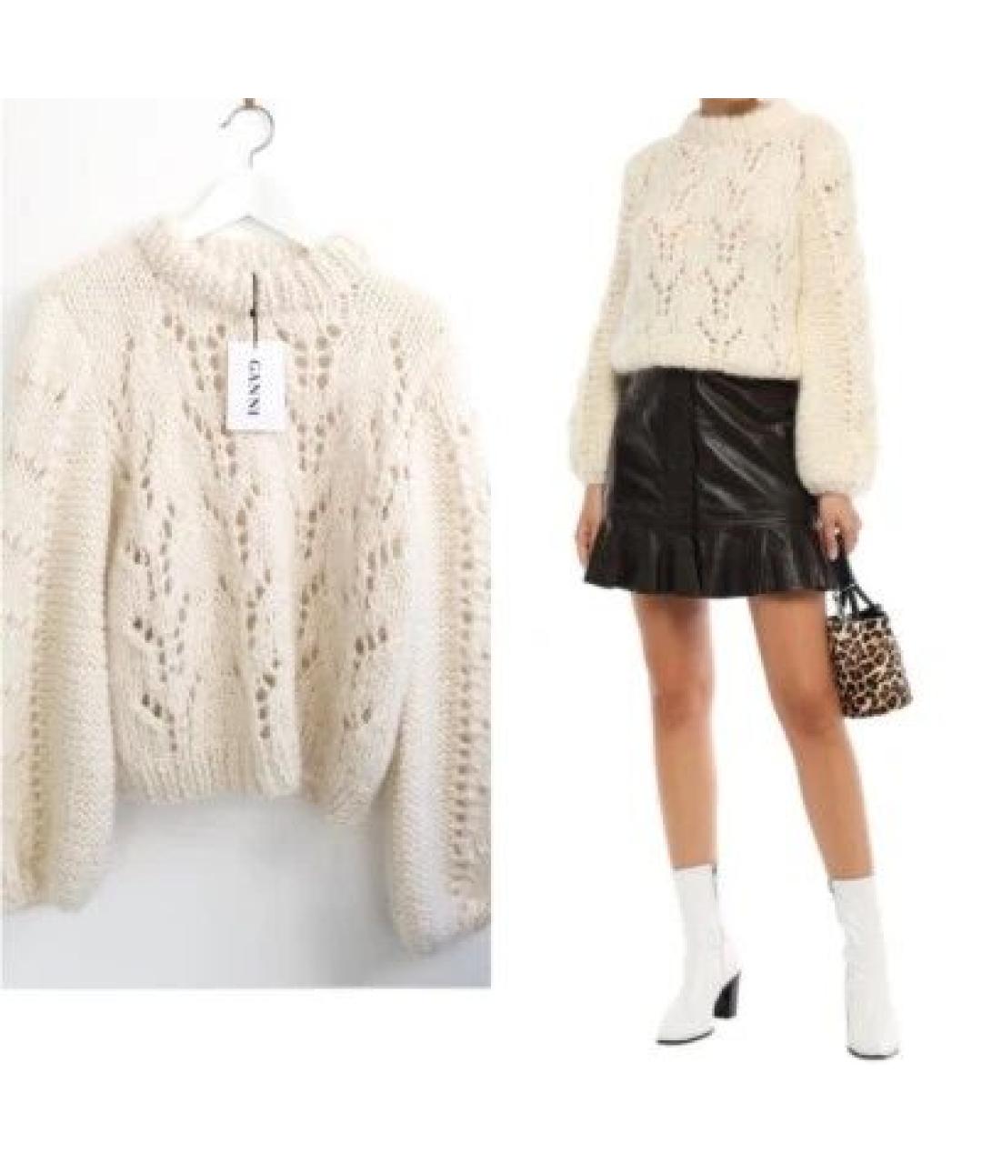 GANNI Белый шерстяной джемпер / свитер, фото 3