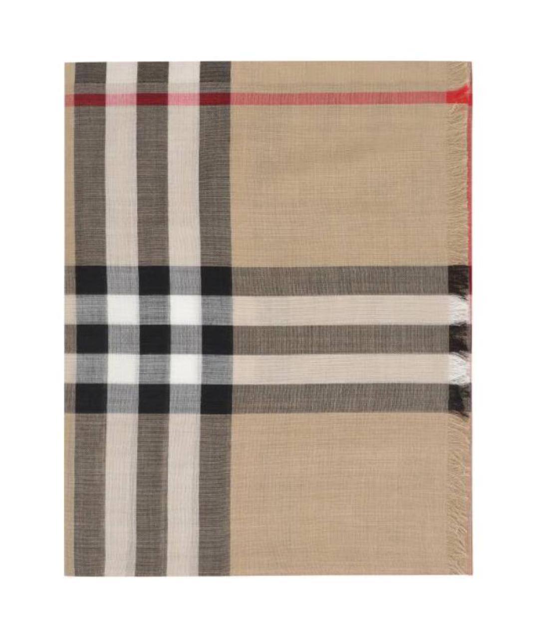 BURBERRY Коричневый шерстяной шарф, фото 1