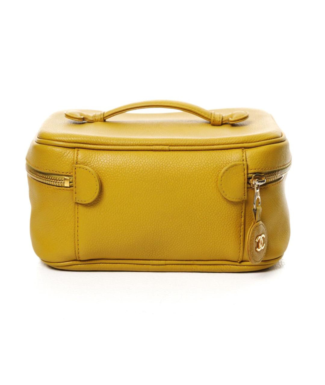 CHANEL Желтая кожаная сумка с короткими ручками, фото 2