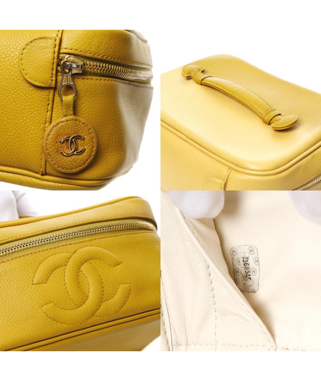 CHANEL Желтая кожаная сумка с короткими ручками, фото 7