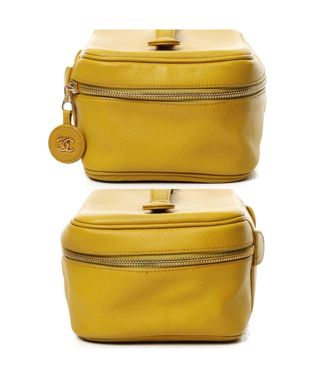CHANEL Желтая кожаная сумка с короткими ручками, фото 3