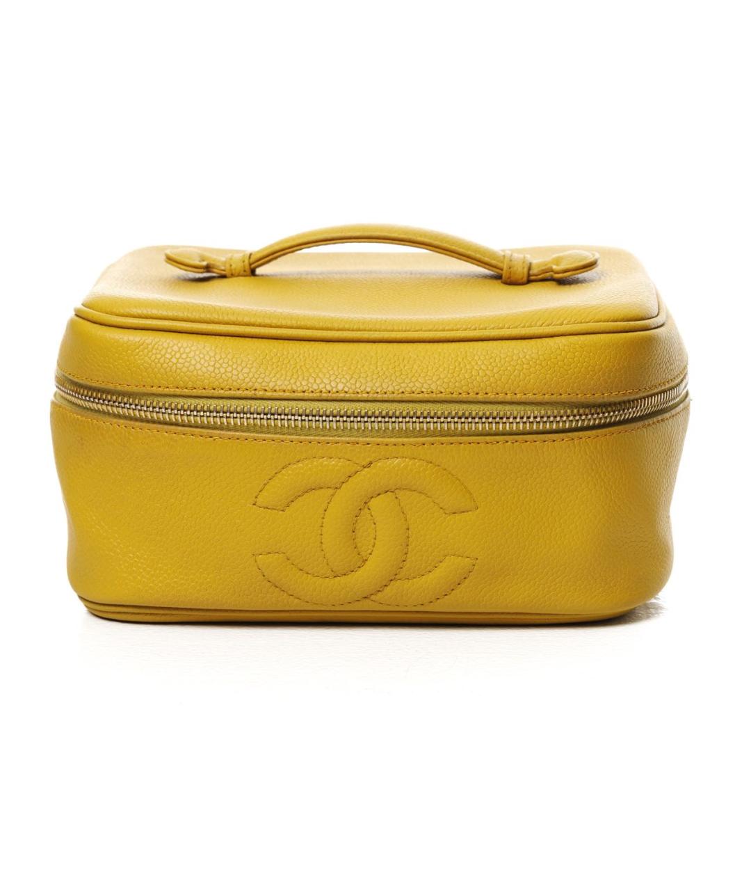 CHANEL Желтая кожаная сумка с короткими ручками, фото 9