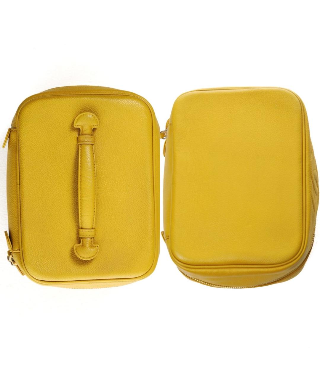 CHANEL Желтая кожаная сумка с короткими ручками, фото 4