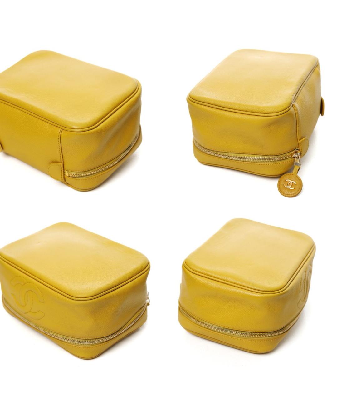 CHANEL Желтая кожаная сумка с короткими ручками, фото 5