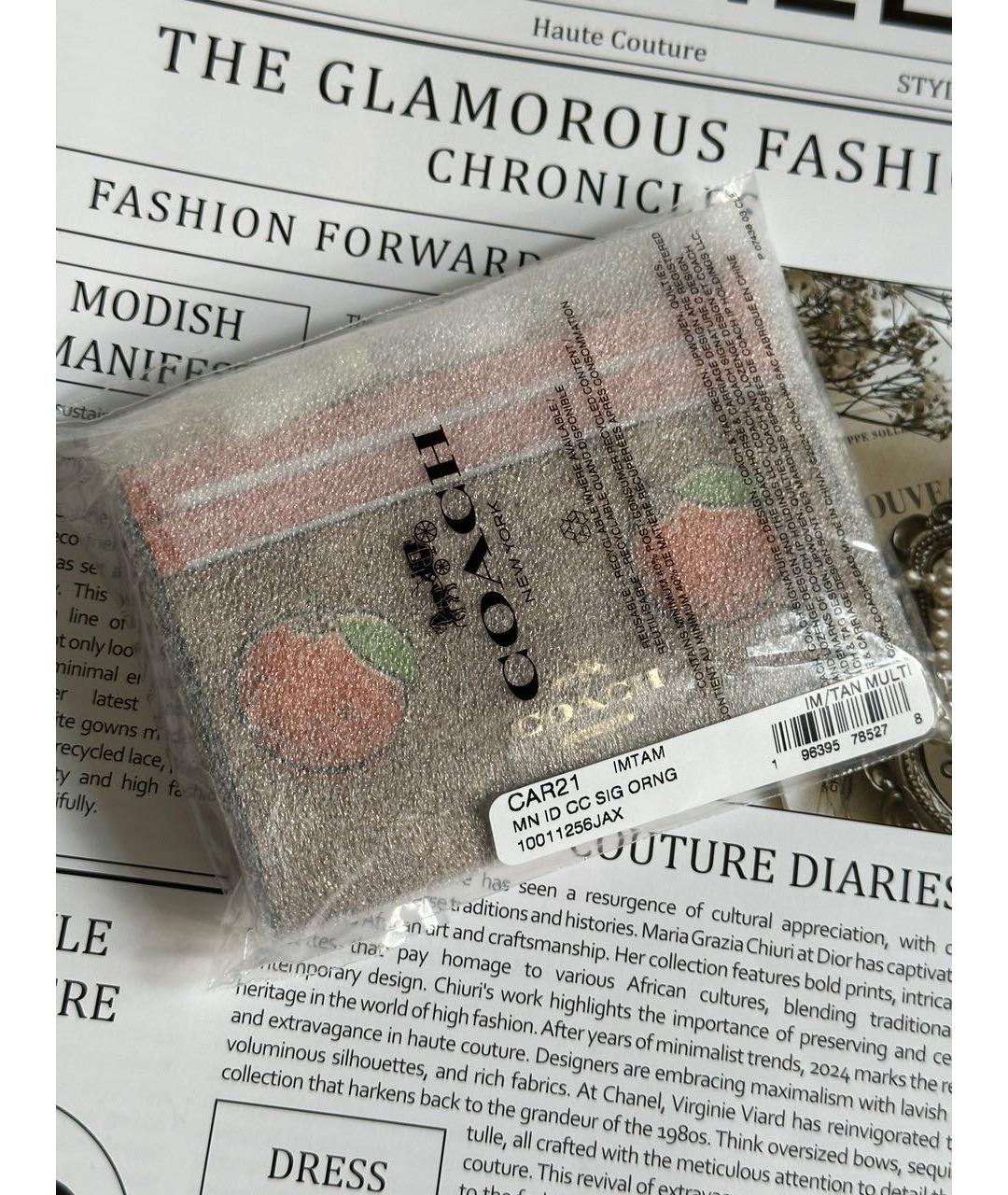 COACH Бежевый кожаный кардхолдер, фото 3