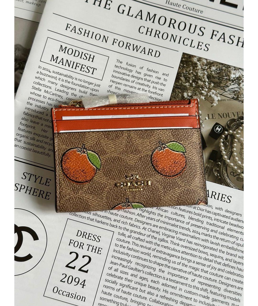 COACH Бежевый кожаный кардхолдер, фото 2