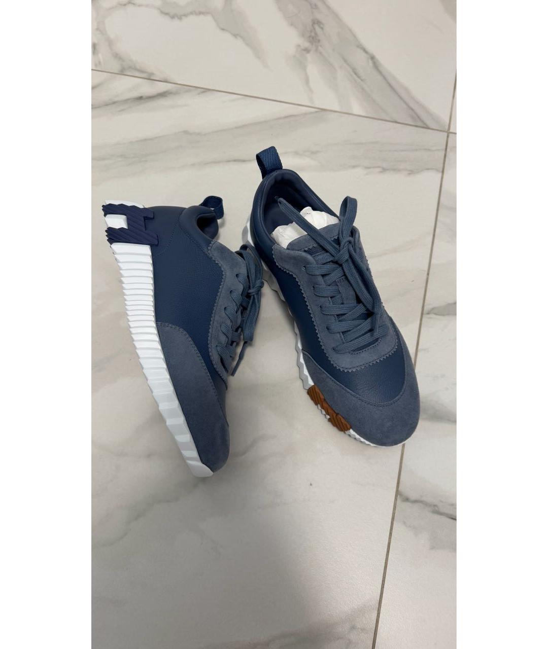HERMES Темно-синие кожаные кроссовки, фото 5