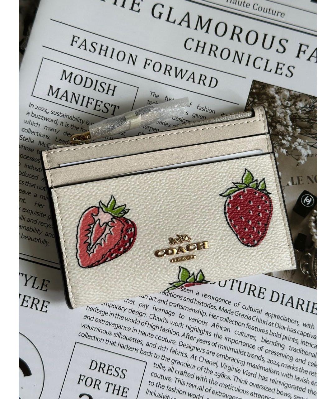 COACH Белый кожаный кардхолдер, фото 2