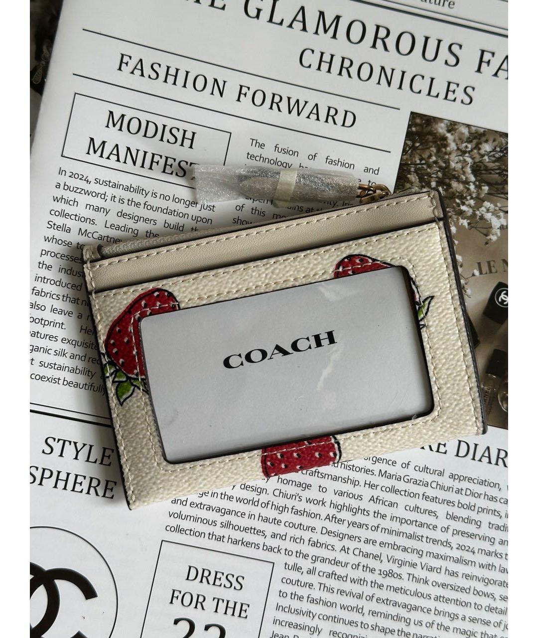 COACH Белый кожаный кардхолдер, фото 4