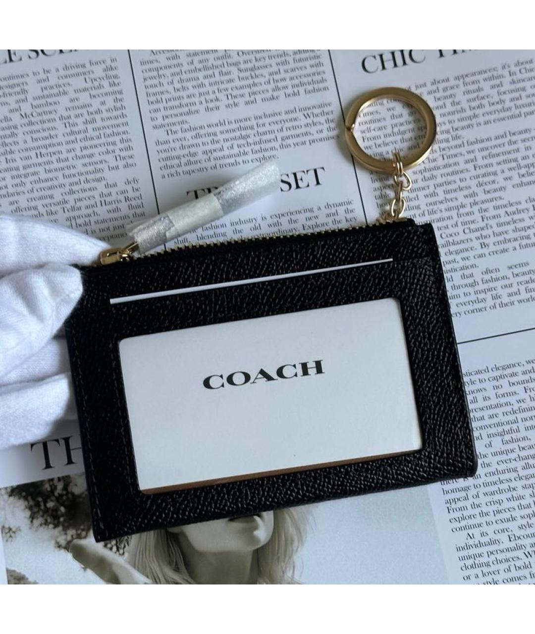 COACH Черный кожаный кардхолдер, фото 3