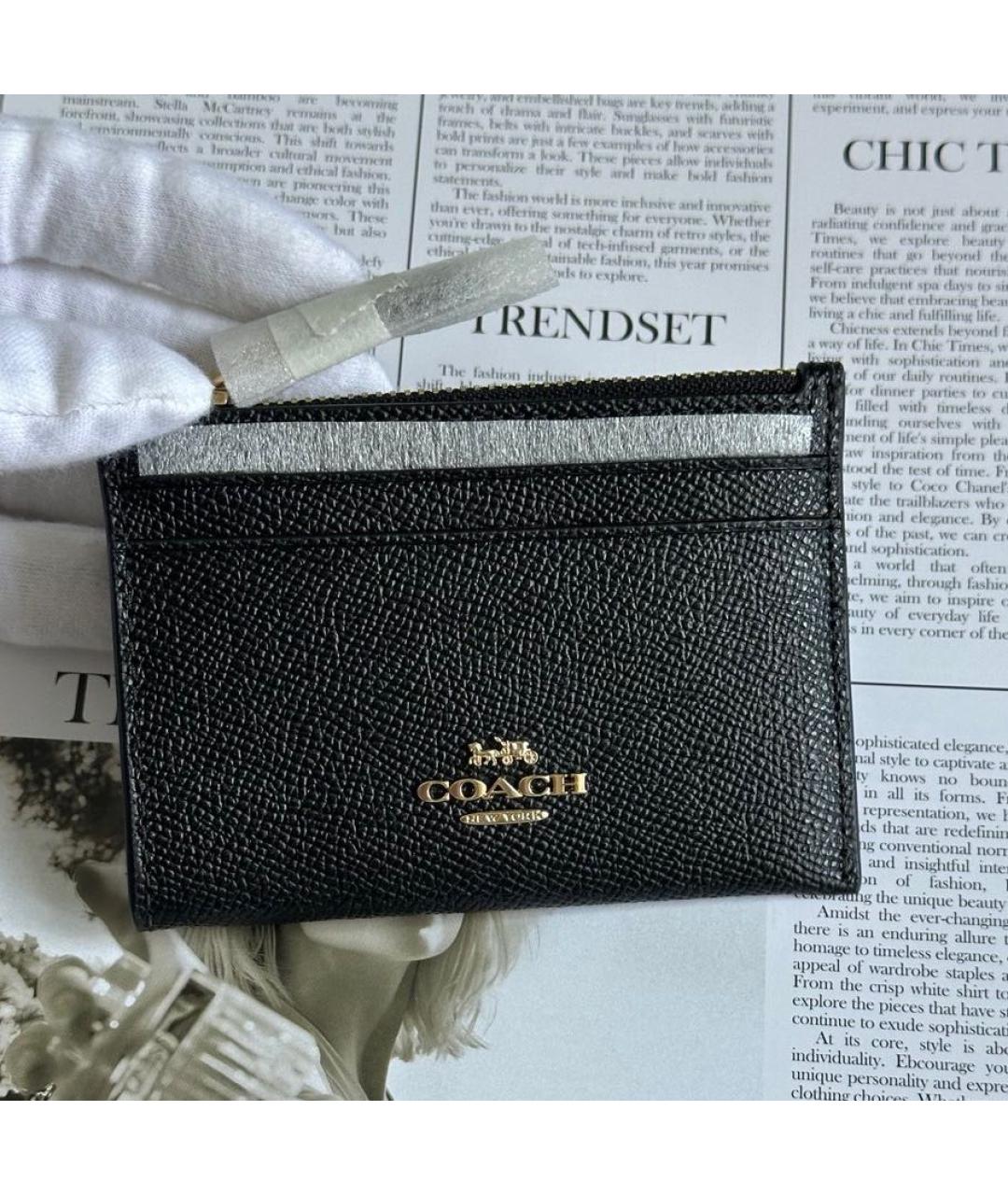 COACH Черный кожаный кардхолдер, фото 2