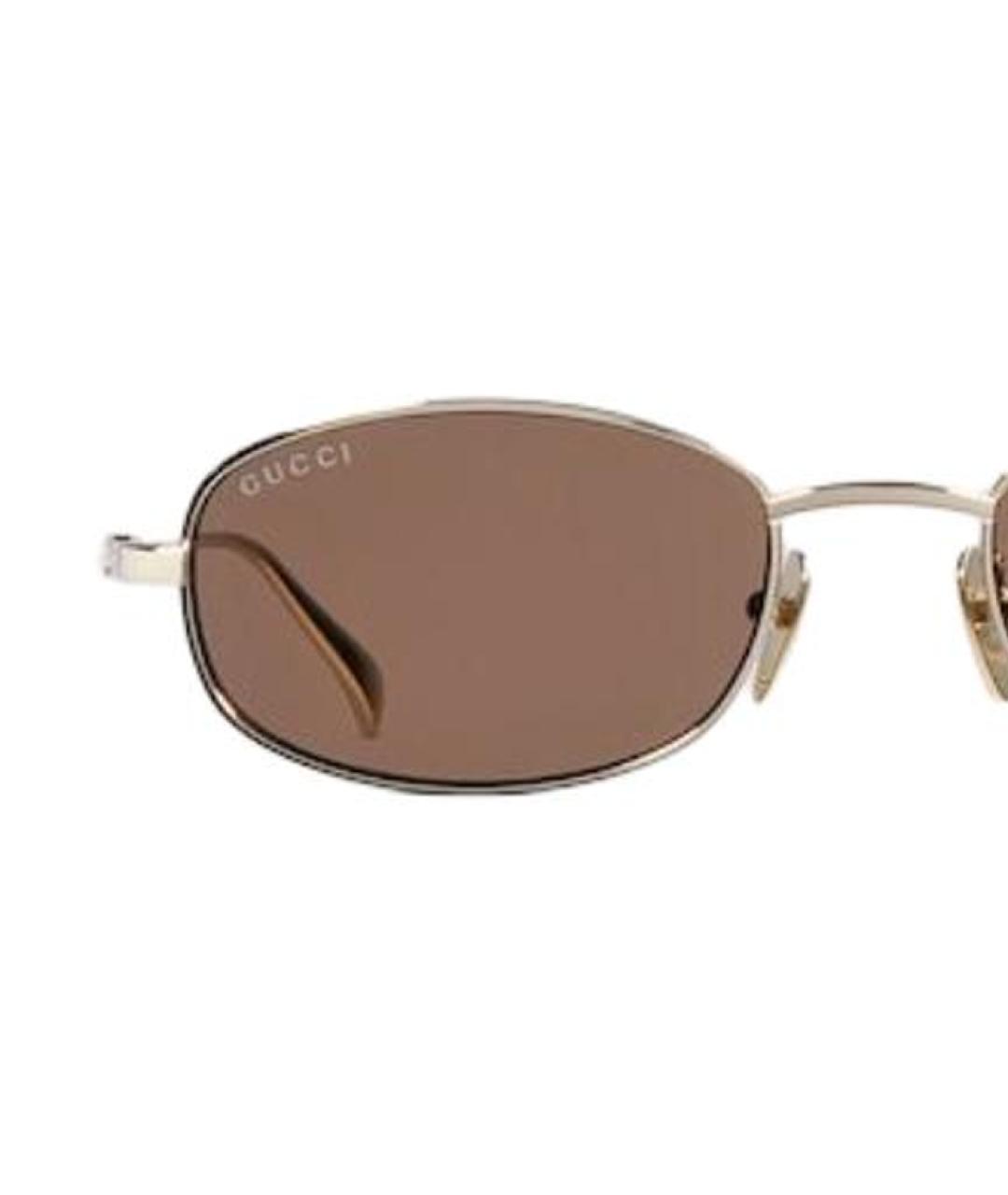 GUCCI Золотые металлические солнцезащитные очки, фото 2