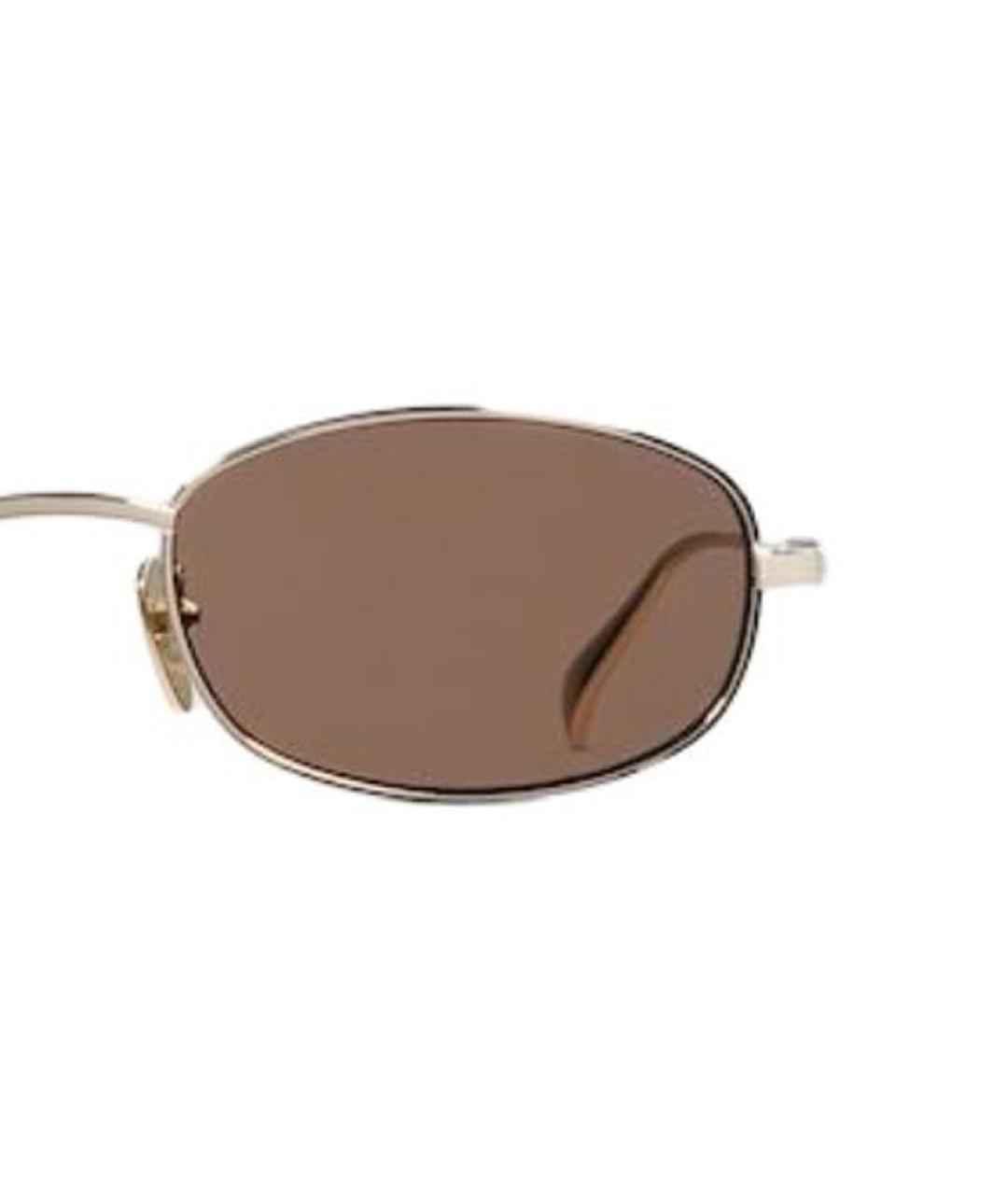 GUCCI Золотые металлические солнцезащитные очки, фото 3